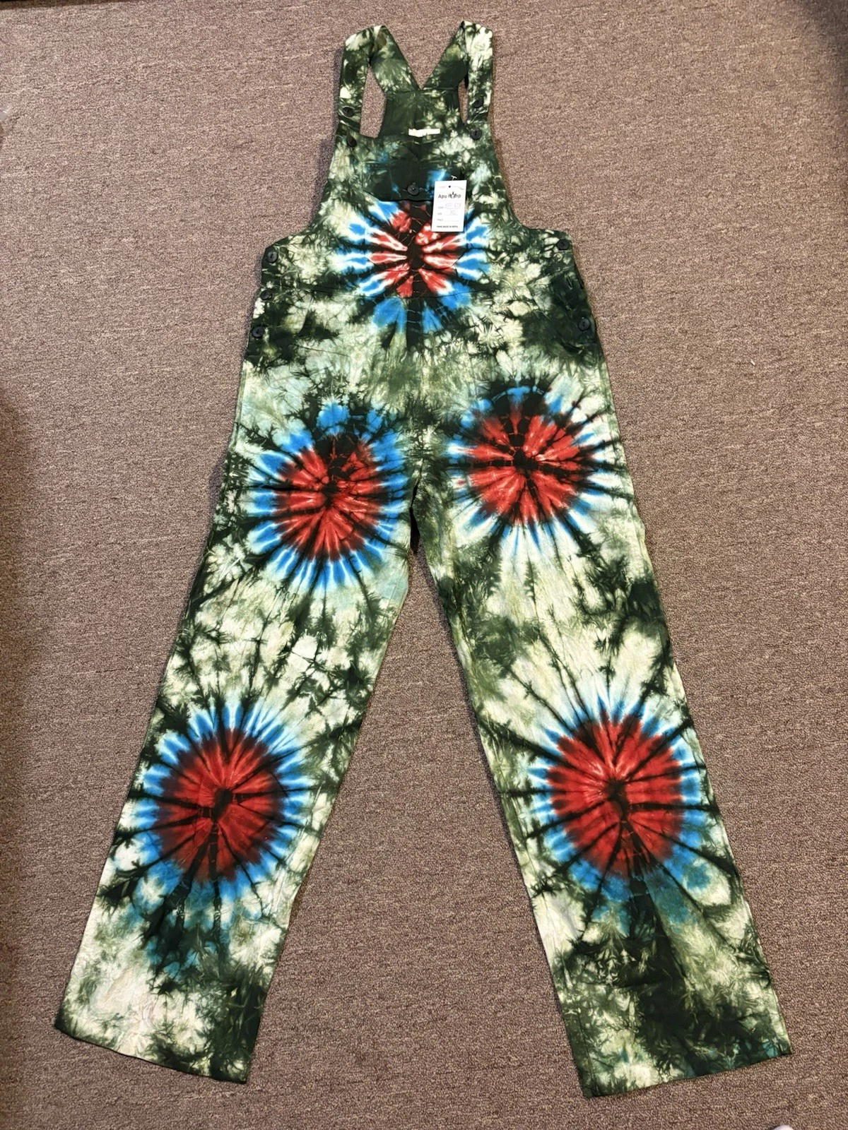 Boho Overalls Tie Dye Green Playsuit Festival Summer Hippie Pockets Comfy XL
Opens in a new window o