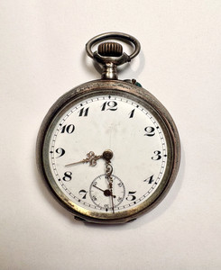 Antique Swiss Pocket Watch Open Face Mechanical Engraved Case #52