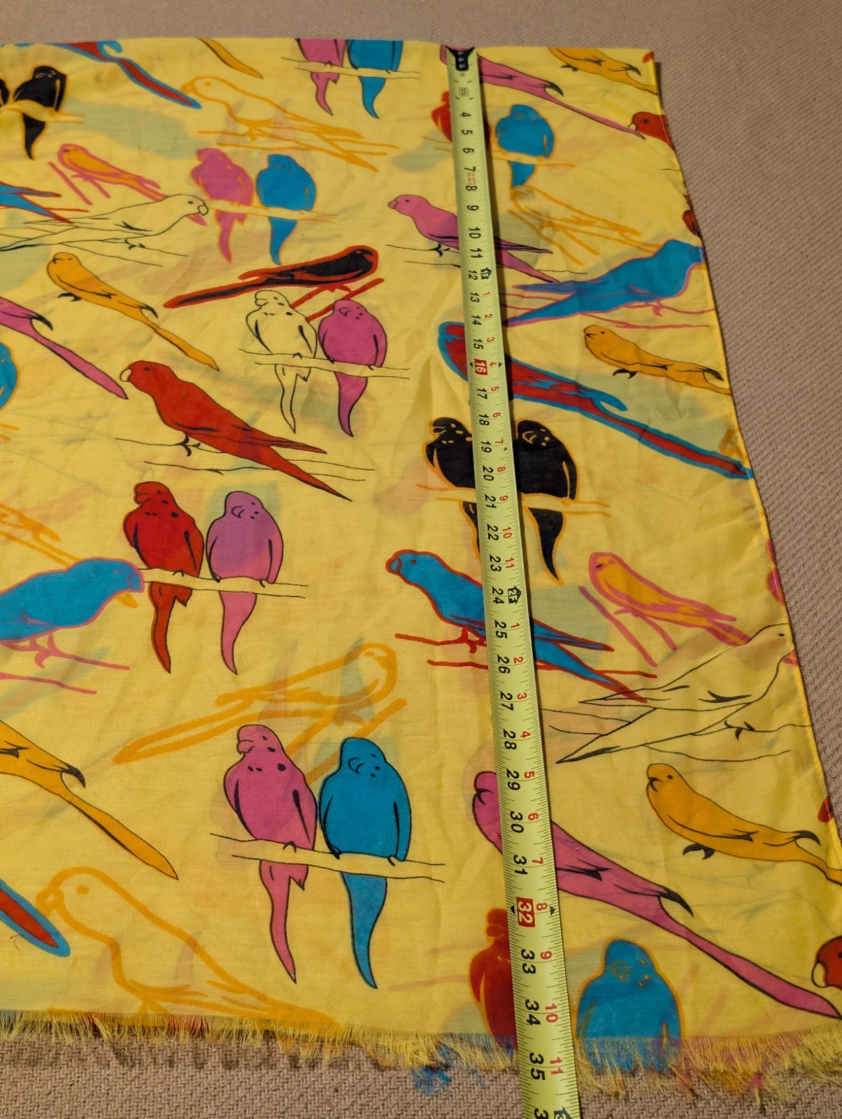Copper Key Yellow Multicolor Bird Patterned Scarf - image 7