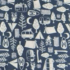 USA Cotton Dear Stella Camping Outdoor Fabric Remnant 55×49cm