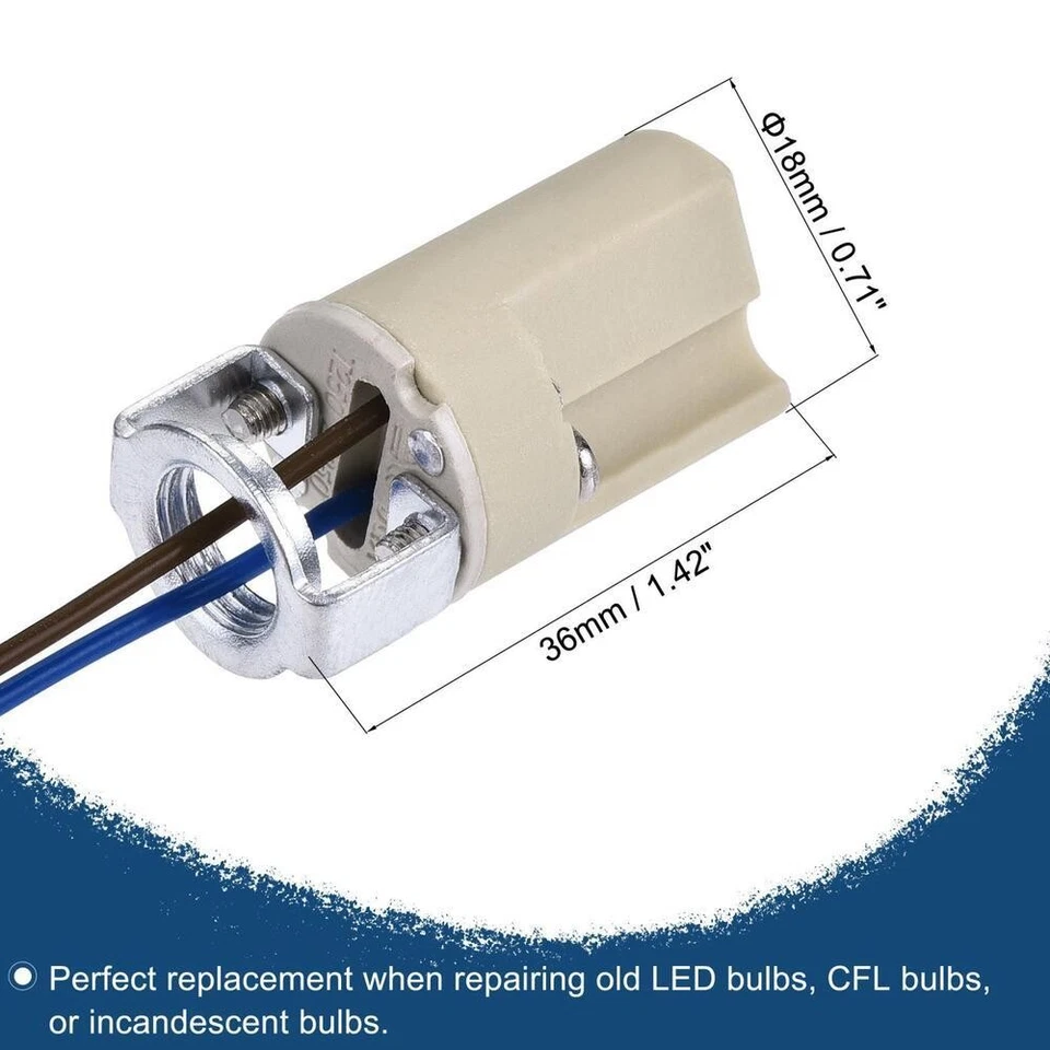 10pcs G9 Bulb Socket AC250V 2A15cm Wire Lamp Holder with Bracket Ceramics White - Image 3 of 4