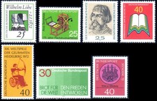 7 Briefmarken Bund 1972, Postfrisch