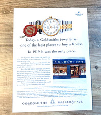ROLEX GOLDSMITHS 1990s - FRAMEABLE COLLECTIBLE ORIGINAL CLASSIC WATCH ADVERT