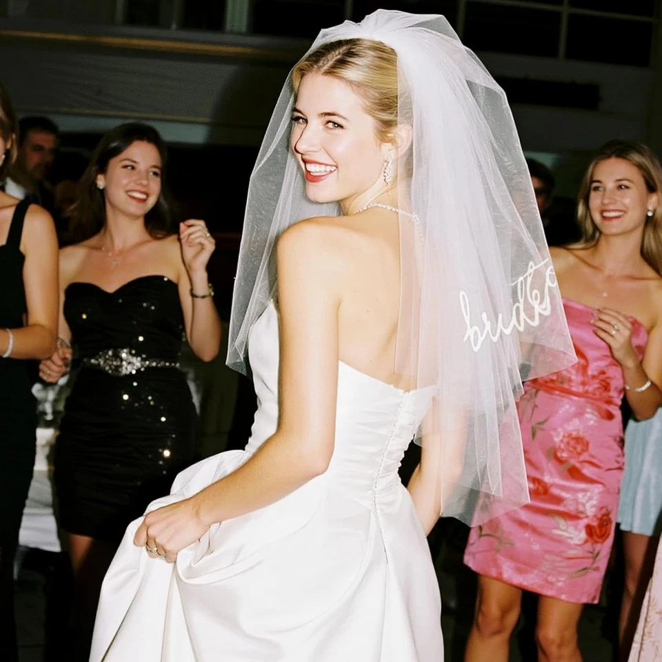 Kurzer Tüll Brautschleier mit Kamm Junggesellenabschied Hochzeit Zukünftige - Bild 4 von 4