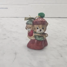 Jasco Caring Critter Bisque Porcelain Red Baby Mouse Christmas Bell Ornament