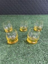 5 Bacardi Limon Rocks Glasses Yellow Roly Poly Rounded Bottom 4oz