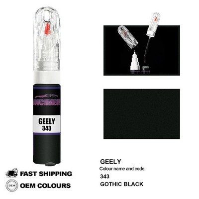 FÜR GEELY GOTHIC SCHWARZ 343 Touch Up Lackstift Pinsel Fix Kit Kratzer Chip Set