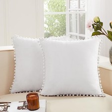 Velvet Throw Pillow Covers, Set of 2, 26" x 26" Pack of 2 Cream White