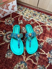 New Kurt Geiger x Matthew Williamson Leather Palm Leaf Emalia Sandals