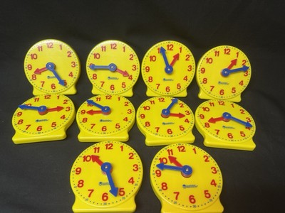 Learning Resources Lot Of 10 Big Time Mini Clocks Movable Hour & Minute Hands 