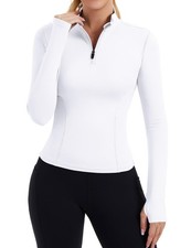 Yoga Tops Woman Long Sleeve Quarter Zip Pullover Athletic Slim Fit Lightweigh...