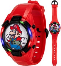 Super Mario Kids Red Digital Light-Up Watch with Colorful LCD Display,