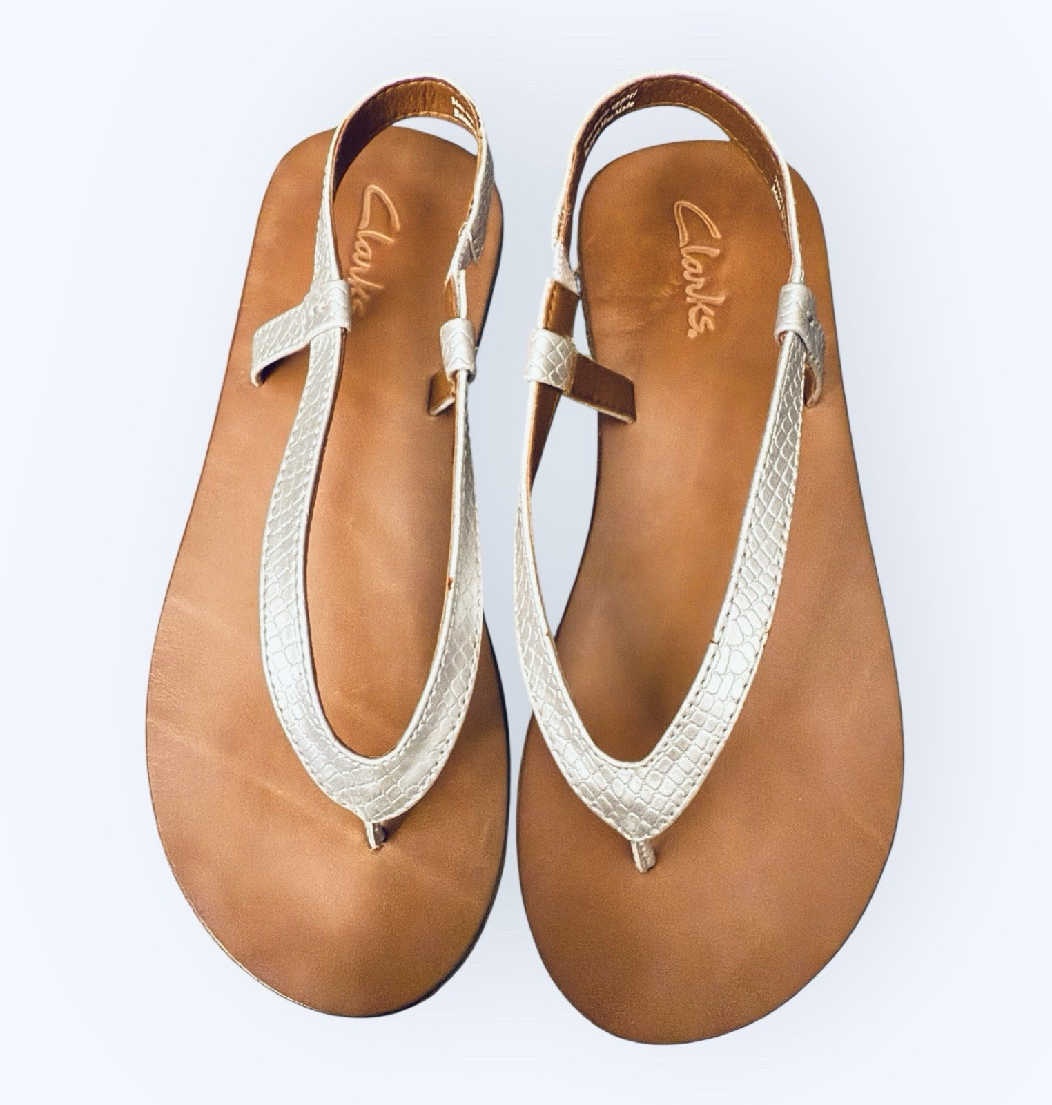 Clarks Sandals Silver Snake Pattern Womens US 7M … - image 5