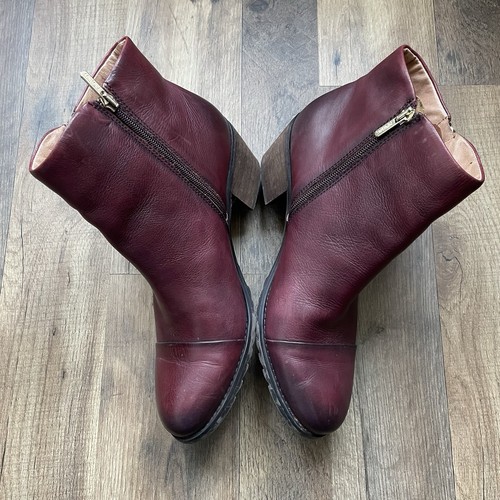 Pikolinos Women's Andorra Boots Size 41 Burgundy Leather Mid Block Heel Bootie - Picture 8 of 14