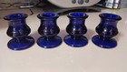 Cobalt Blue Candle Holders, 2 1/2" Tall, Set Of 4