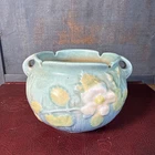 Vintage 1940’s Roseville Pottery In A He White Rose Pattern Small Flower Pot