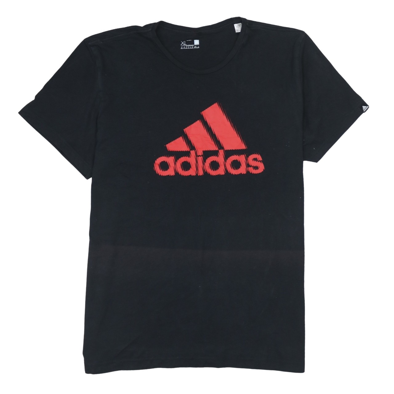 Adidas Womens T Shirt Black Red Big Logo Graphic Crew Neck Tee Short Sleeve XL