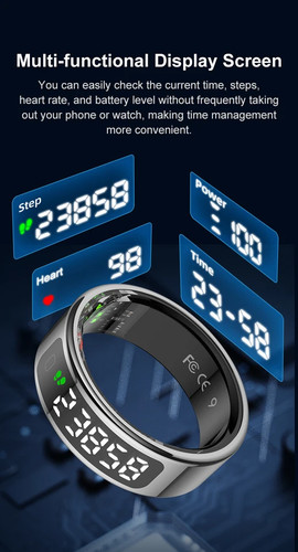 Smart Ring Waterproof Digital Display Heart Rate Sleep Sport Tracker Men Jewelry - Picture 2 of 26