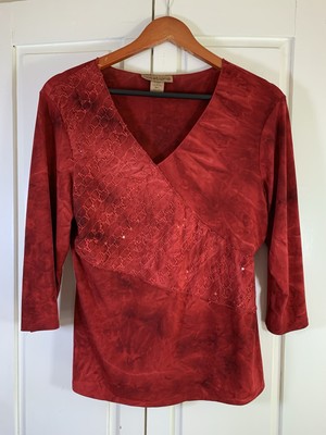 Notations Whimsigoth Shirt Womens Large Red Whimsygoth Sequin Pullover USA READ