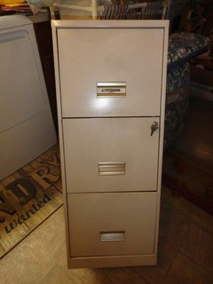 Steel Works 3 Drawer File Cabinet Putty Lock 2 Keys 35" x 18" x 14"