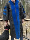Doctoral Gown Black Blue Velvet Sz 58 (Large) Josten’s Vintage Regalia