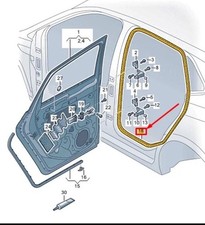 VW POLO TAIGO Türdichtung hinten rechts innen Gummi 2G6867914C9B9 NEU ORIGINAL