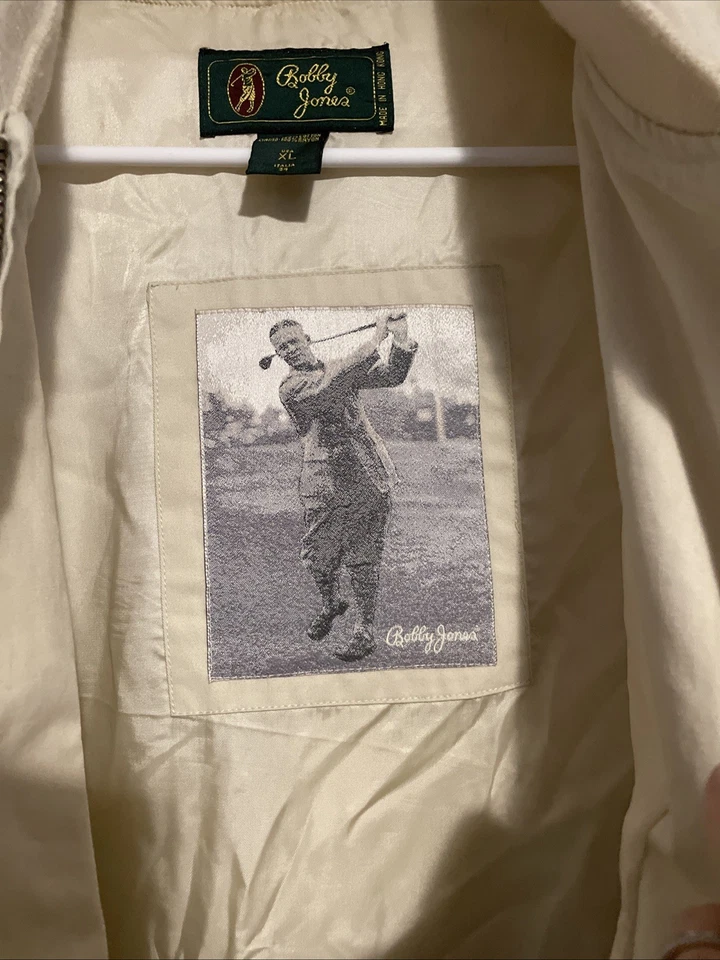 Vtg Bobby Jones Jacket Windbreaker Men Size XL Sand Tan Ribbed FULL SIGNED PHOTO - Image 2 of 4