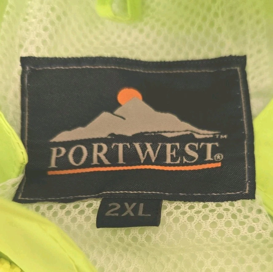 Mens PORTWEST Lime Green Windbreaker Size 2XL image 3