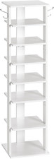 Shoe Rack Wooden, White Shoe Shelf, Tall, Narrow Shoe Storage Organizer with 2 H
