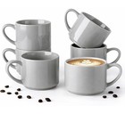 GBHOME 14 OZ Coffee Mugs Set of 6 Stackable Ceramic Mugs Gray New — photo 1