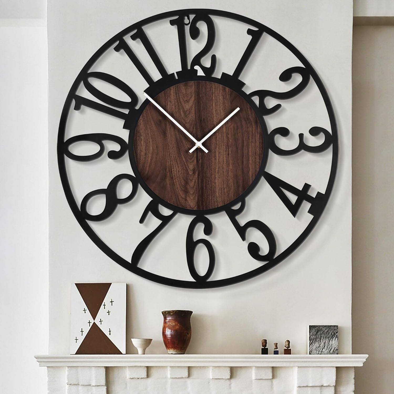 Large Wall Clocks,Silent,Non Ticking,Battery Operated Small Vintage round Modern