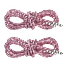 1-Pair Rhinestone Shoelaces 63" Crystal Cords for Sneakers Pink