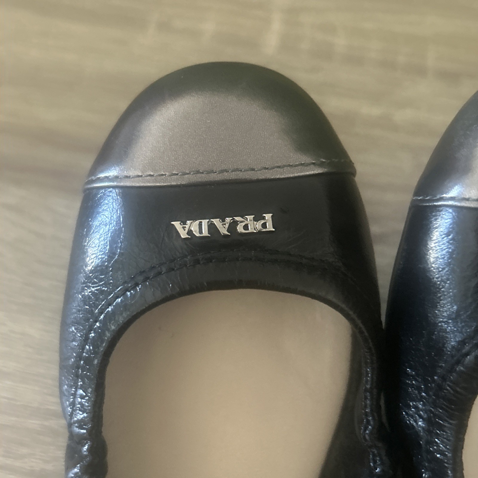 AUTHENTIC PRADA CAP TOE LOGO BALLET BALLERINA FLA… - image 3