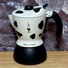 Bialetti Mukka Express 2 Cup Cow Print Stovetop Cappuccino Maker Black & White
