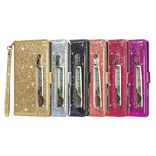 Luxury Bling Handy Zipper Wallet Purse Leather Stand Case Cover For Apple iPhone - Picture 2 of 51