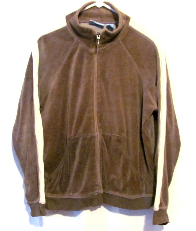 JANE ASHLEY Women's Size XL Brown Velour Activewear Jacket
