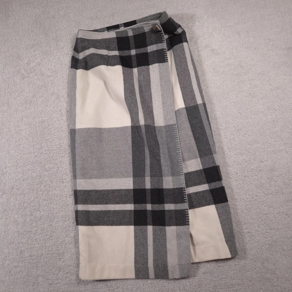 Falda The Limited para mujer pequeña gris negra envolvente a cuadros midi acrílico mezcla de lana Foto 2 de 4