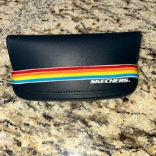 Skechers Soft Sunglasses Eye Glasses Case Holder Navy Blue Rainbow Strap
