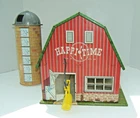 Marx Happi Time Farm Barn, Silo w/ Animals, Tree & Accessories - Vintage