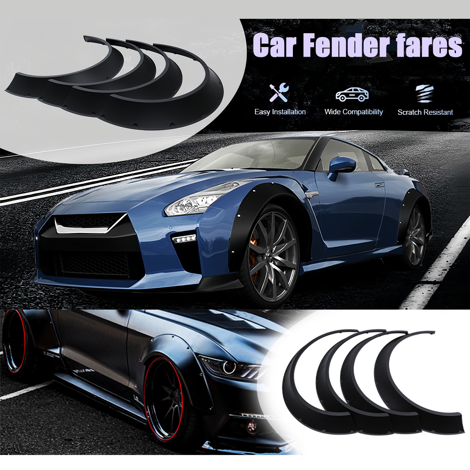 4PCS Car Fender Flares Wheel Arches Wide Body Kit Fits For Maserati GranTurismo