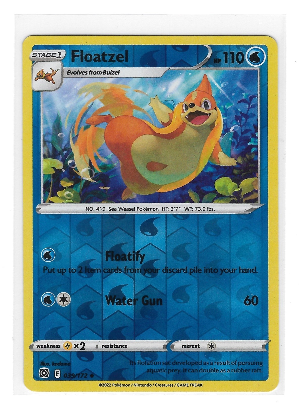 Floatzel 39/172 Reverse Holo NM TCG Pokemon 0912 #217