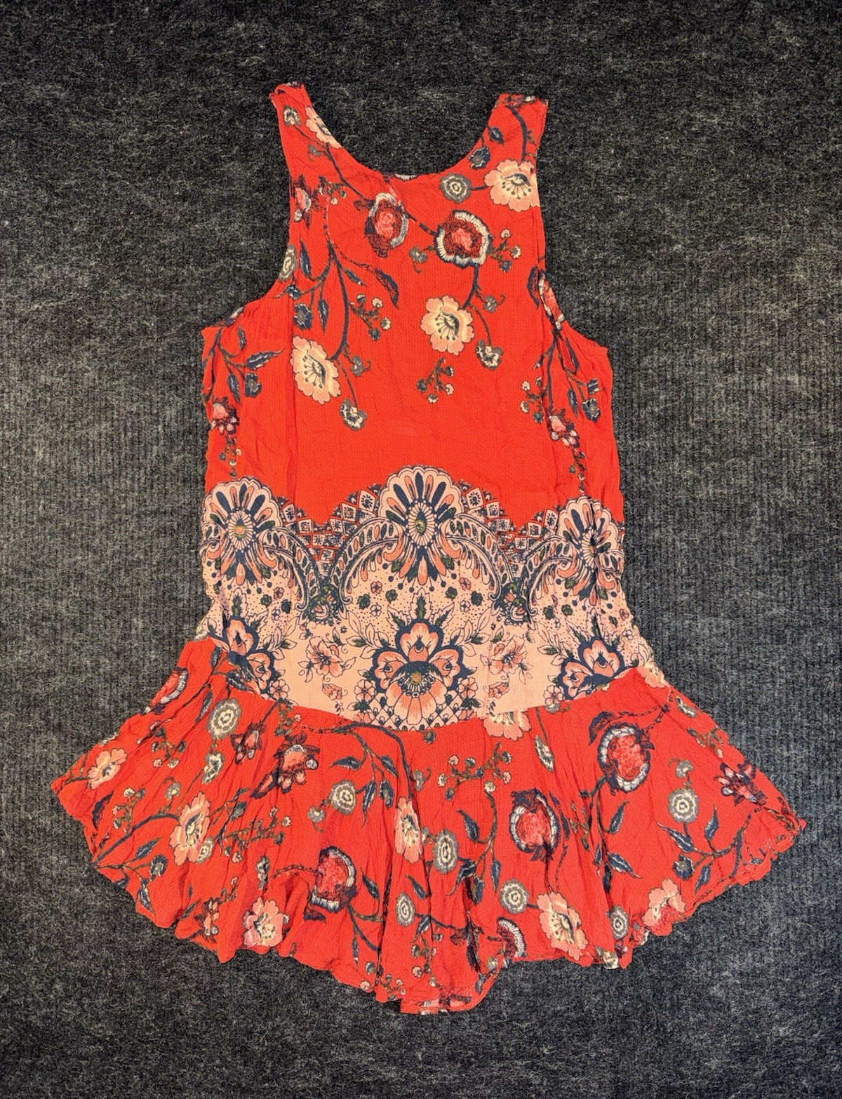 Intimately Free People Dobby Dot Red Floral Sleeveless Boho Slip Dress Size M