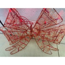 LED Red Bow 22.6 in. Hanging Decor, Christmas Bow Red LED Lights Corded Electric
