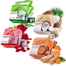 4PCS Loofah Soap Bar, Exfoliating Natural Soap for Face and Body