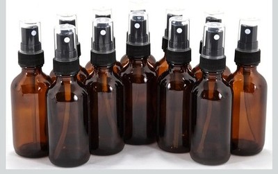 Youngever 16er-Pack 2 Unzen leere Braunglas-Sprühflaschen mit schwarzem feinem Nebelsprühflaschen