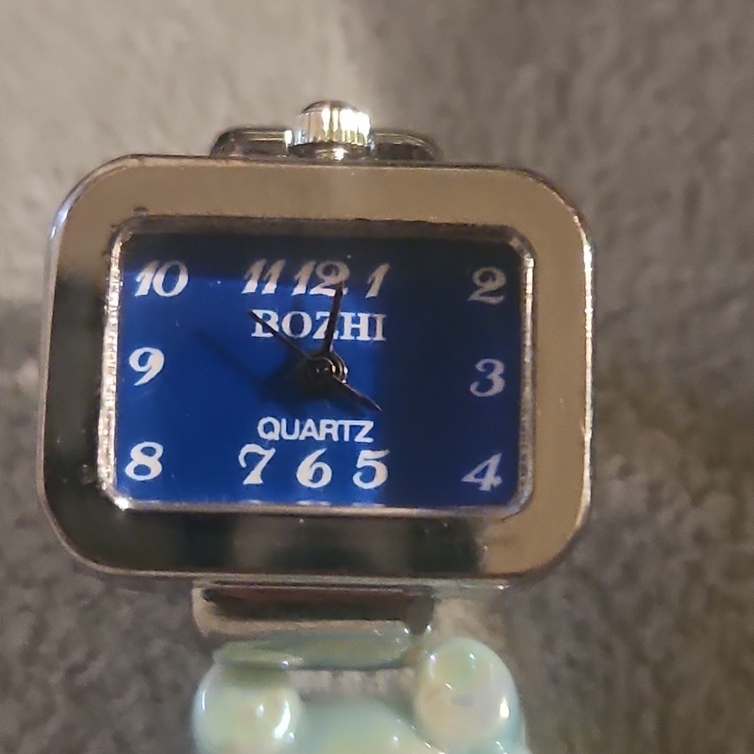 Rectangular Ring Watch Blue Face In Working Condi… - image 2