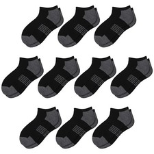 Comfoex 10 Pairs Boys Socks Low Cut Ankle 7-10 Years, Black 10