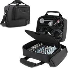 Compact Audio Channel Mixer Bag with Accessory Storage for Microphones Black