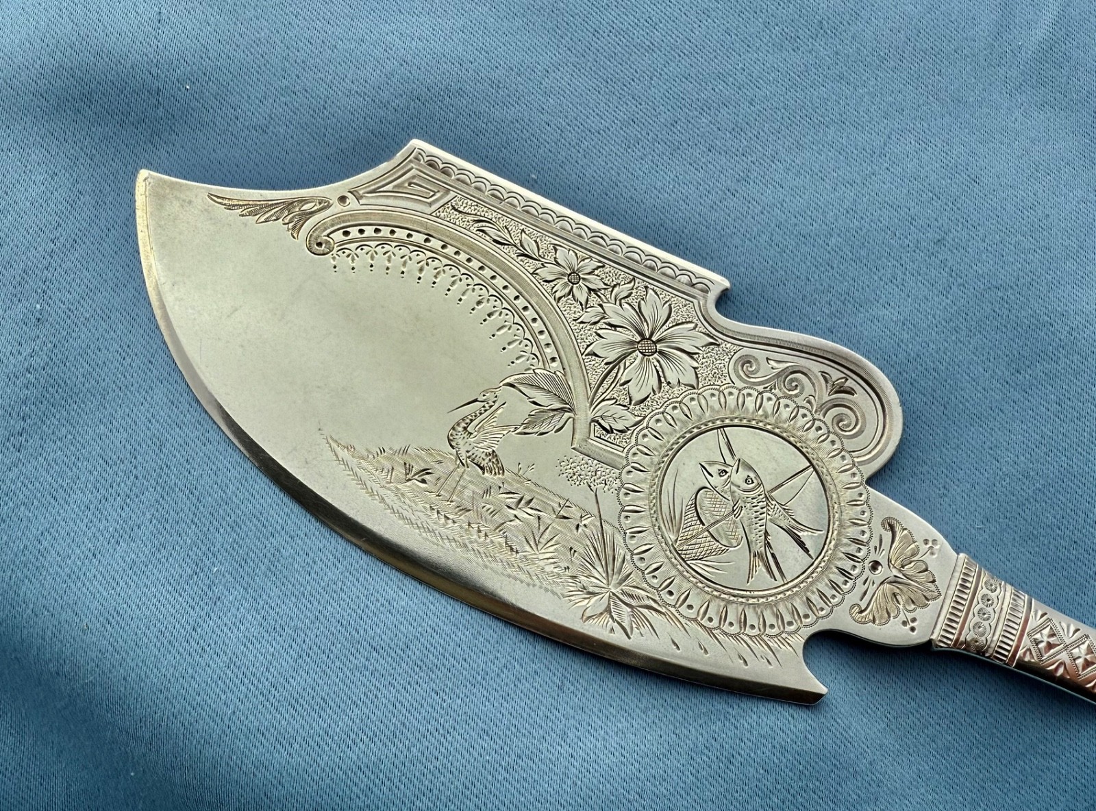 Whiting Sterling Ice Cream Slice Very Crisp Engraving Mono 10 1/2 Inch