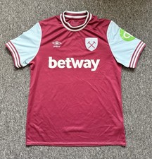 West Ham United Umbro Original Home Football Shirt,Betway, Size L, Claret & Blue